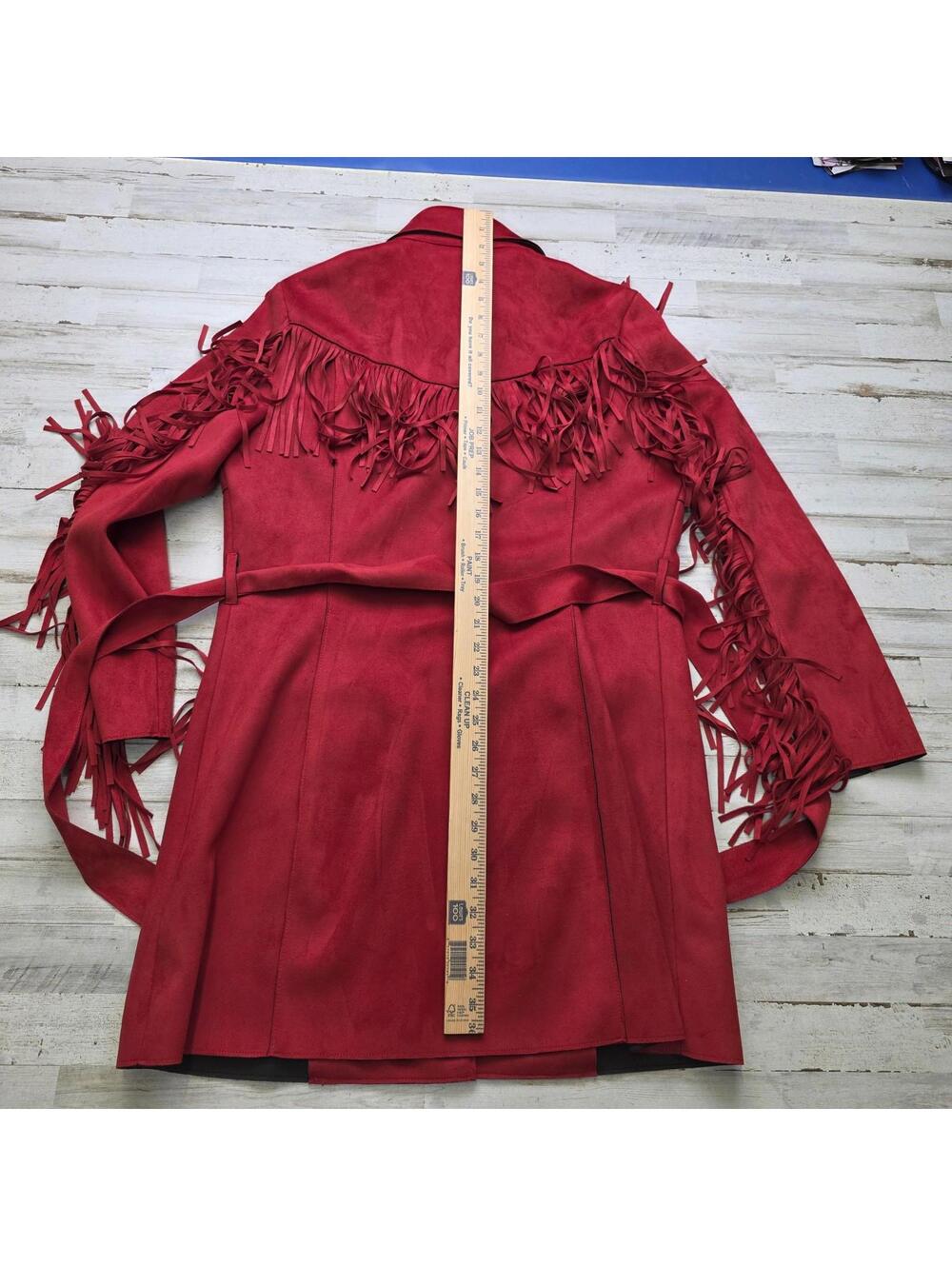 Powder River Outfitters Faux Suede Fringed Coat Jacket LG Western Boho Cowgirl - Picture 5 of 9